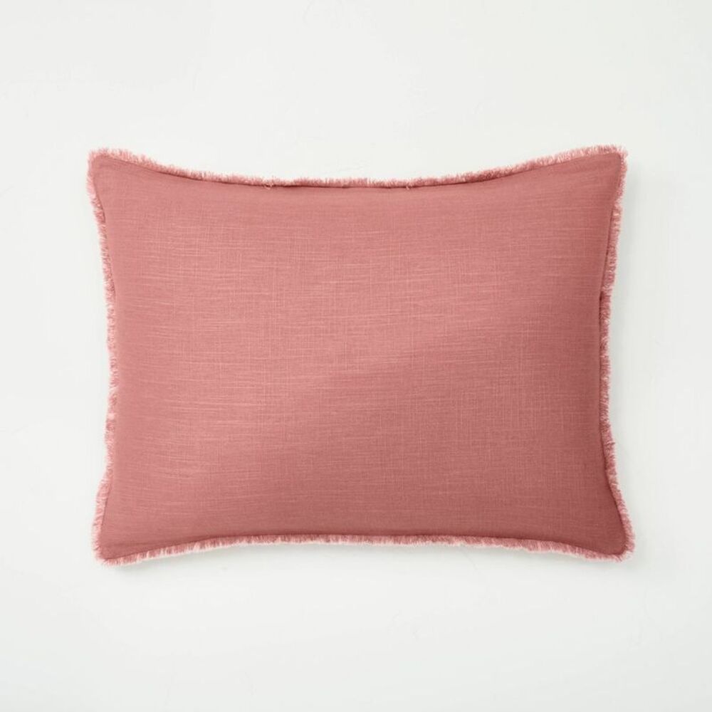 Casaluna - King Euro Heavyweight Linen Blend Throw Pillow Rose